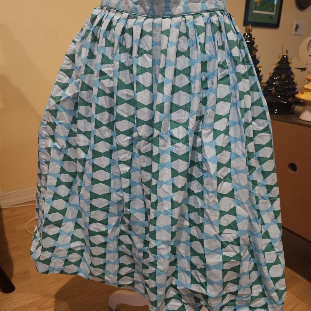 Tatyana Blue and White Geometric Skirt